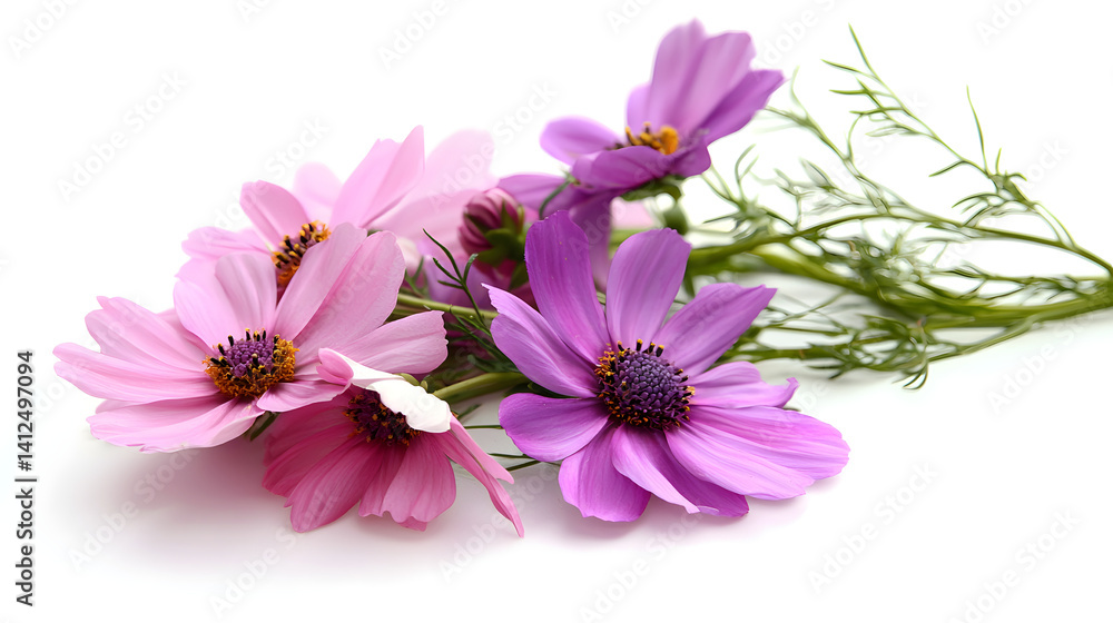 Obraz premium A bouquet of flowers with purple and pink flowers. Generated using AI.