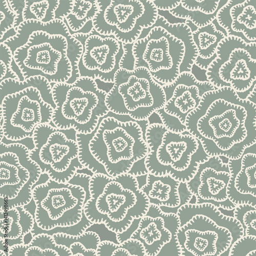 Floral embroidery vector background. Abstract seamless pattern with flowers. Lace texture. knitted by hand or machine. Granny and cottage core allover print for fabric, paper, textile, ads