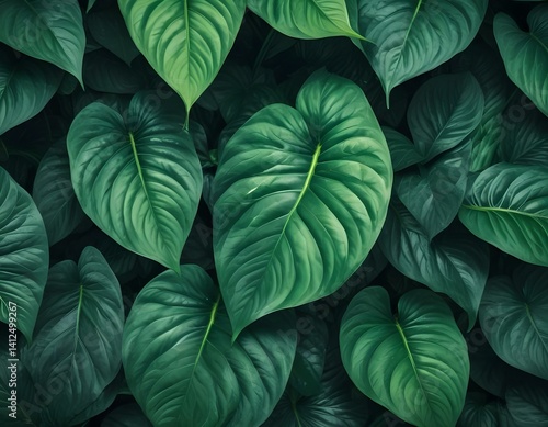 Wallpaper Mural leaves of Spathiphyllum cannifolium, abstract green texture, nature background, tropical leaf. Torontodigital.ca