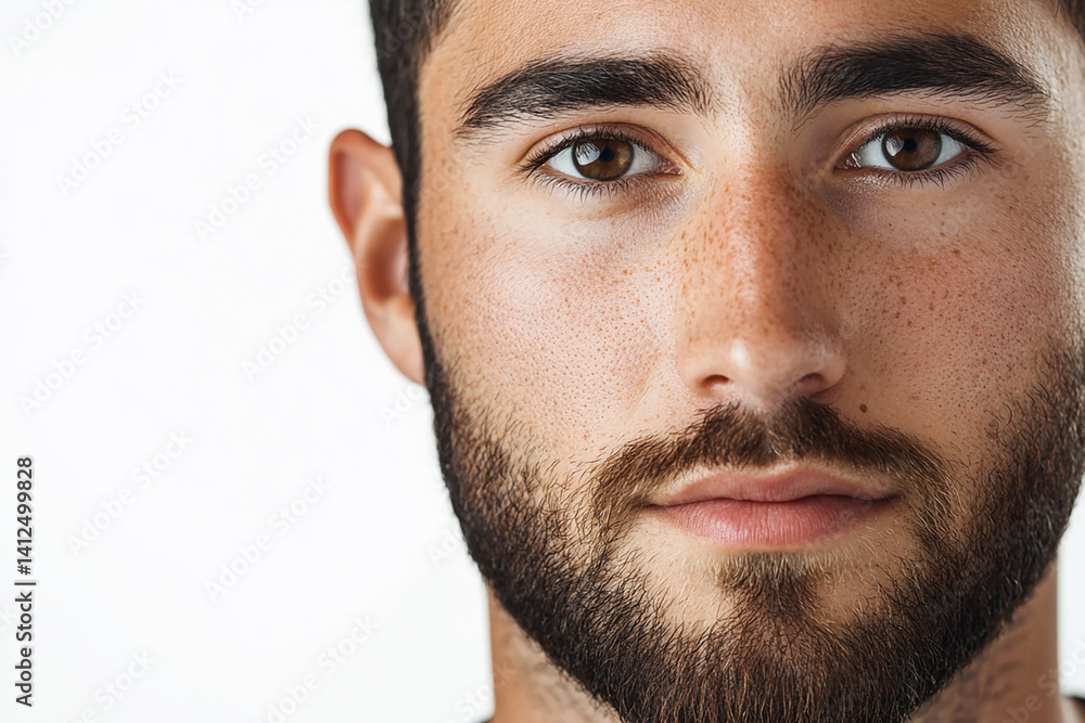 Obraz premium Business man on clean background, close up portrait of a smiling man in a suit