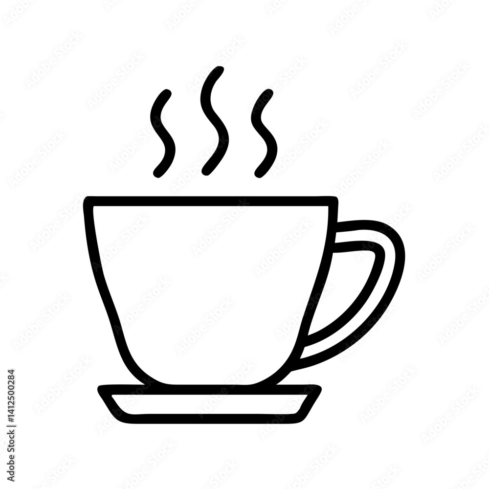 Hot coffee cup with steam on a saucer Hot coffee cup with steam on a saucer