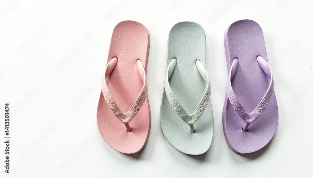 A single flip-flop viewed from above; clean white backdrop , color, flipflop A single flip-flop viewed from above; clean white backdrop , color, flipflop