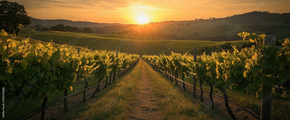 Fototapeta premium Sun-drenched Vineyard Landscape