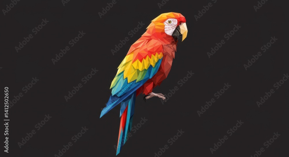 Geometric Stylized Illustration of a Pirate Parrot on a Shoulder Geometric Stylized Illustration of a Pirate Parrot on a Shoulder