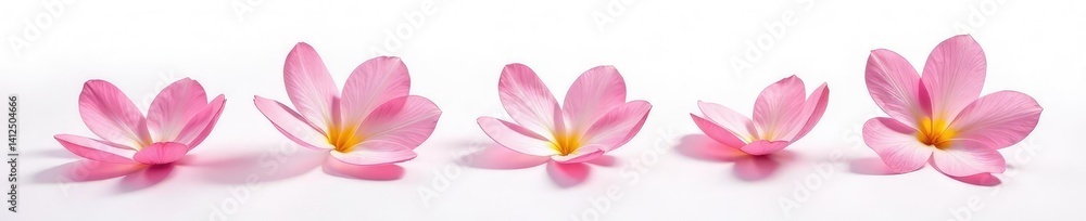 Fototapeta premium Delicate flower petals isolated on white background, gentle, nature, solitude