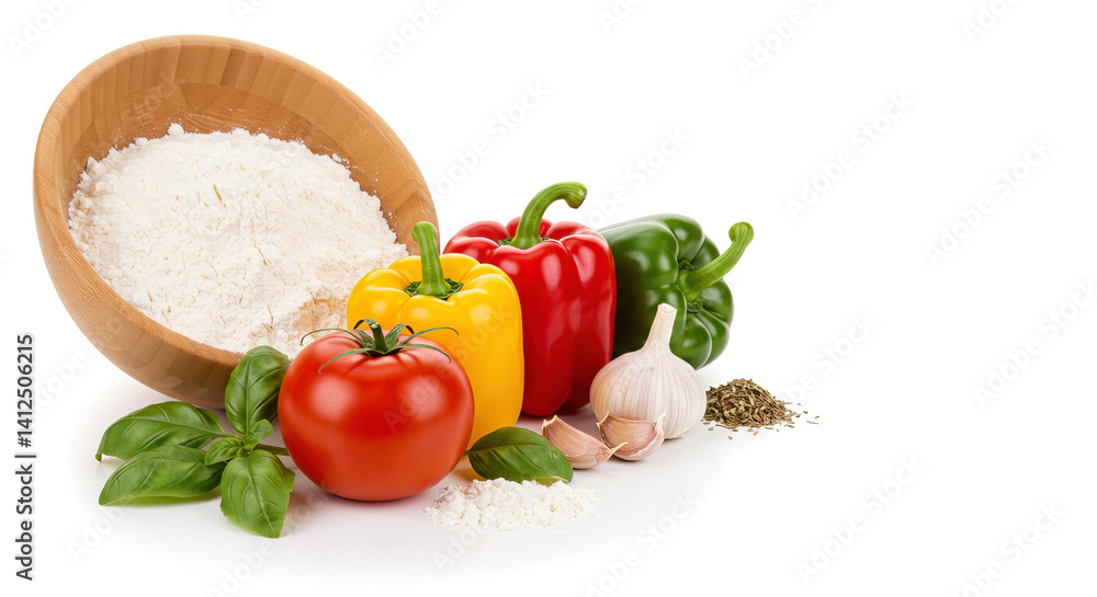Ingredient of pizza on white background Ingredient of pizza on white background