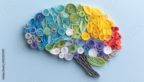 Wallpaper Mural A neurodiverse brain is symbolized by a paper cut design featuring an array of interconnected lines and nodes, with each node and line represented by distinct shapes and colors that reflect the Torontodigital.ca