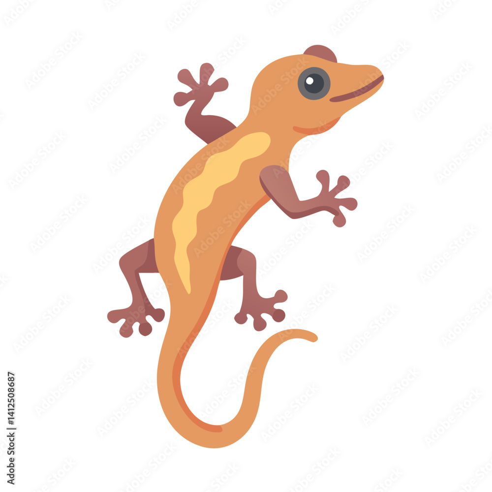 Cartoon Gecko Illustration on Black Background - Vector Image Cartoon Gecko Illustration on Black Background - Vector Image