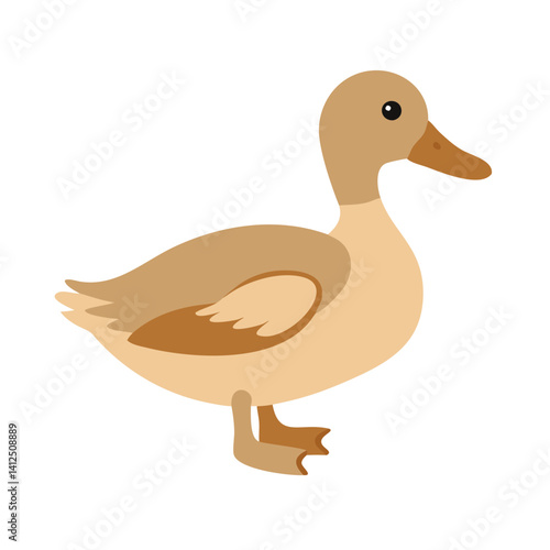 Cute Brown Duck Illustration on Black Background