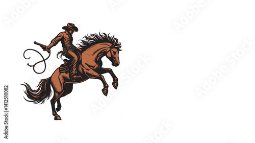 A cowboy baking horse , color line art vector.
