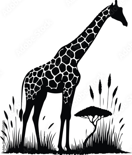 A silhouette giraffe illustration