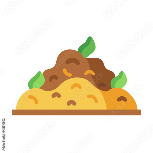 Stylized Icon of Soil or Dirt with Greenery