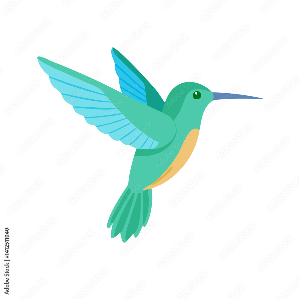 Illustration of a Vibrant Hummingbird in Flight on Black Illustration of a Vibrant Hummingbird in Flight on Black