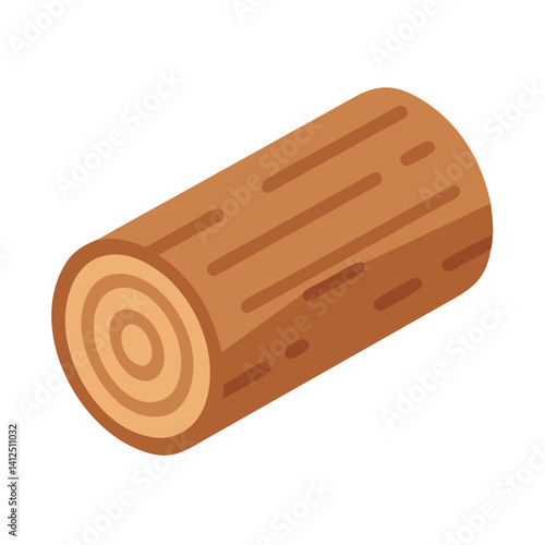Stylized Wood Log Cartoon Style with Black Background
