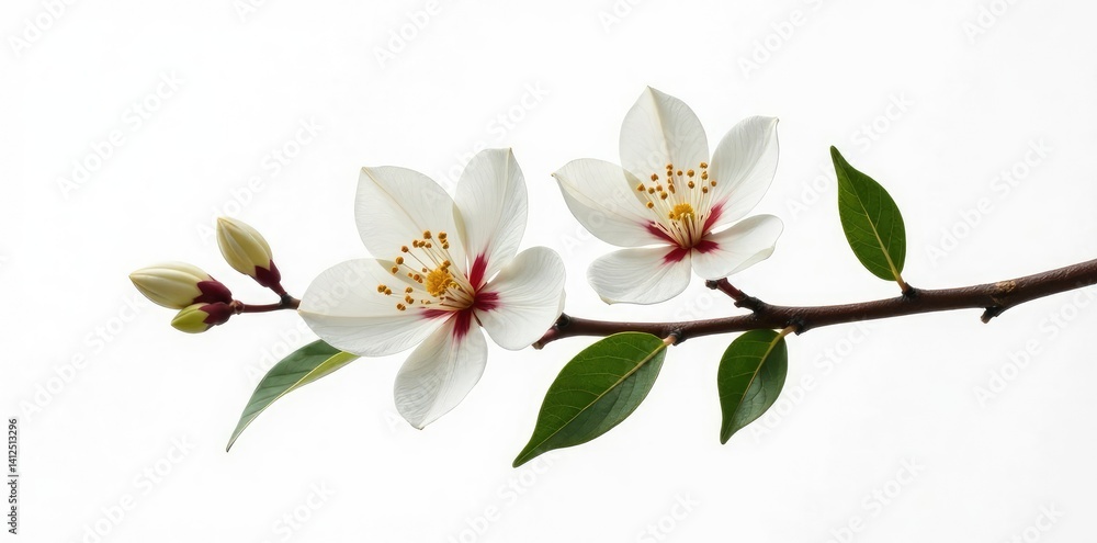 Obraz premium Simple yet elegant isolated branch on white background, botanical, elegant
