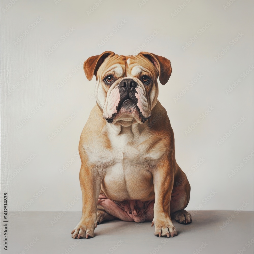 Fototapeta premium Adorable Bulldog Posing Confidently with a Calm Expression