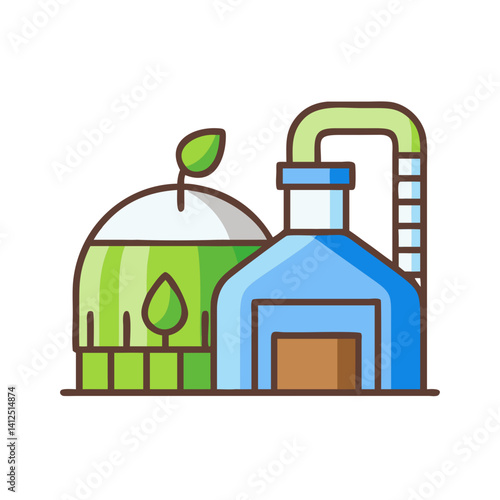 Sustainable Biogas Plant for Renewable Energy Generation Icon