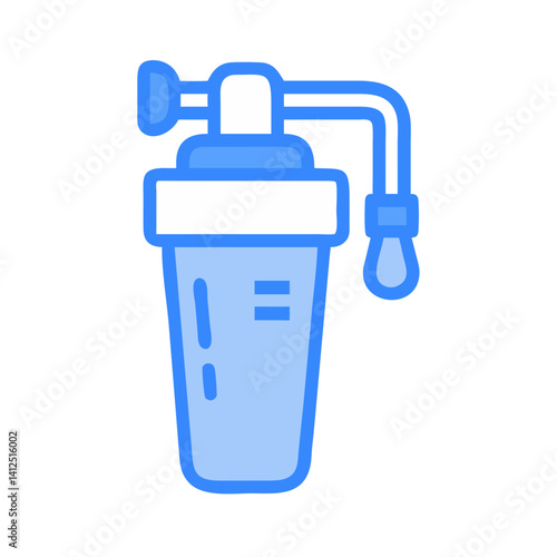 Blue protein shaker bottle for sports nutrition icon