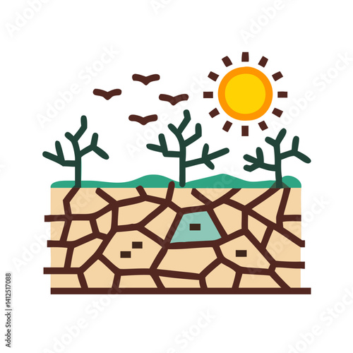 Dry Earth Illustration: Climate Change, Drought, and Desertification