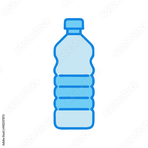 Blue Water Bottle Icon on Black Background, Illustration
