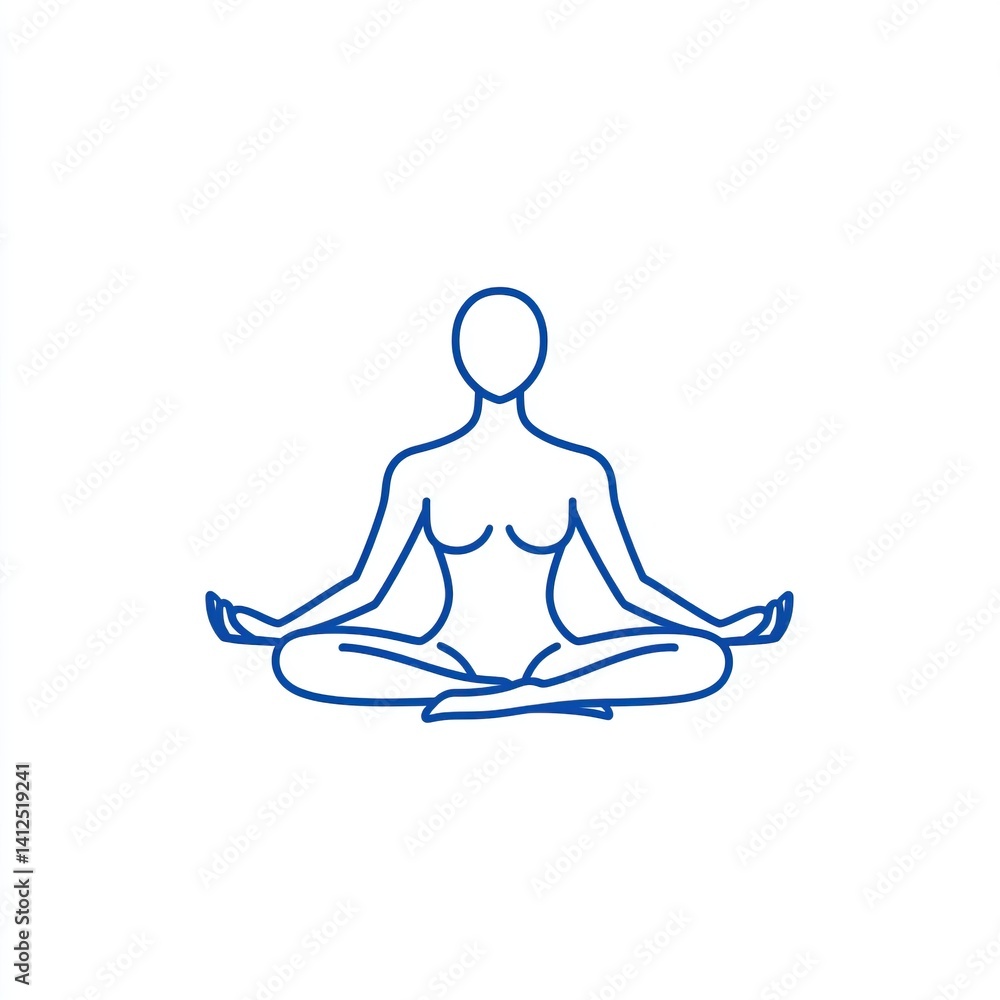 Outline illustration of a woman in a seated meditation posture. Outline illustration of a woman in a seated meditation posture.