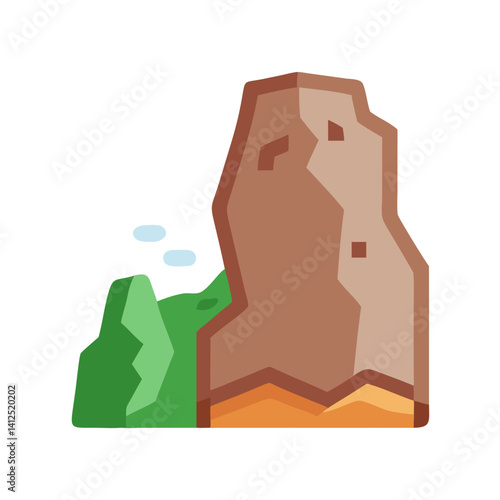 Flat Design Illustration of a Stone Rock Cliff