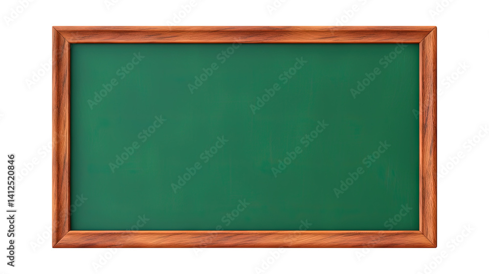 green chalkboard with frame isolated on transparent white background, clipping path