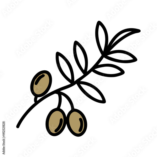 Three shiny olives on a dark background, simple style