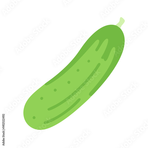 Fresh green cucumber illustration on black background isolated