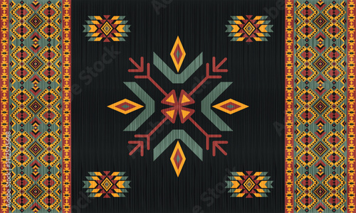 American tribal ethnic native pattern.Traditional Navajo,Aztec,Apache,Southwest and Mexican style fabric pattern.Abstract vector motifs pattern.For fabric,clothing,blanket,carpet,woven,wrap,decoration