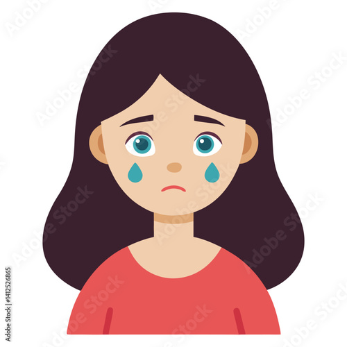  a girl with a teary eyes trembling lips vector illustration on white background