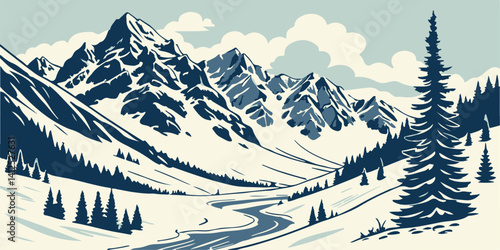 winter landscape with mountains