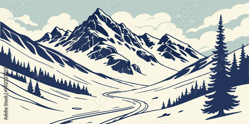 winter landscape with mountains