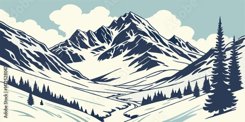 winter landscape with mountains