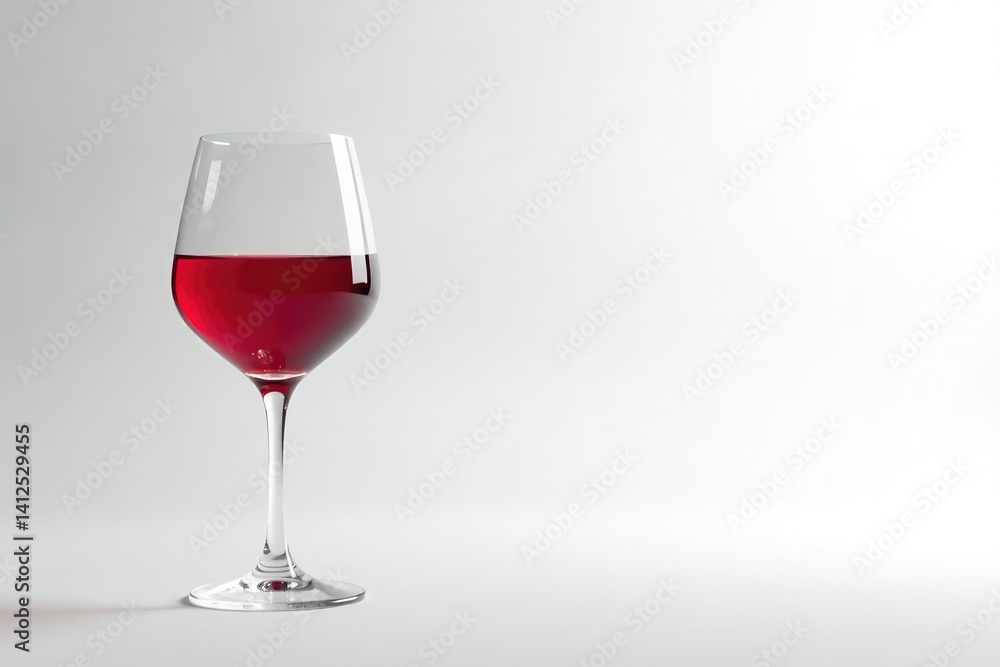 Glass of red wine against pristine white, clean backdrop , red wine, closeup Glass of red wine against pristine white, clean backdrop , red wine, closeup