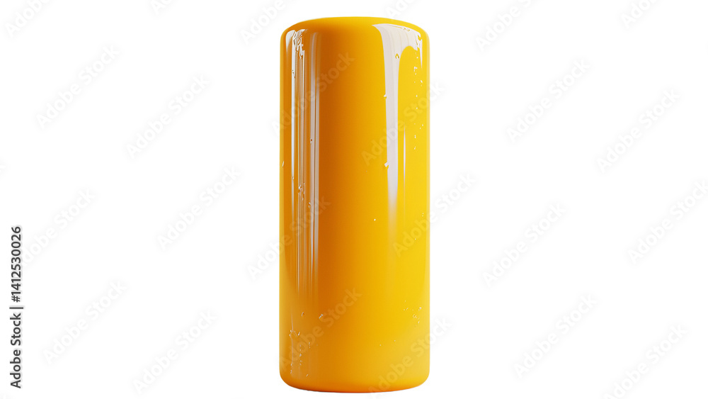 Png of A shiny yellow cylindrical object, reflecting light, creating a vibrant and modern aesthetic. Png of A shiny yellow cylindrical object, reflecting light, creating a vibrant and modern aesthetic.