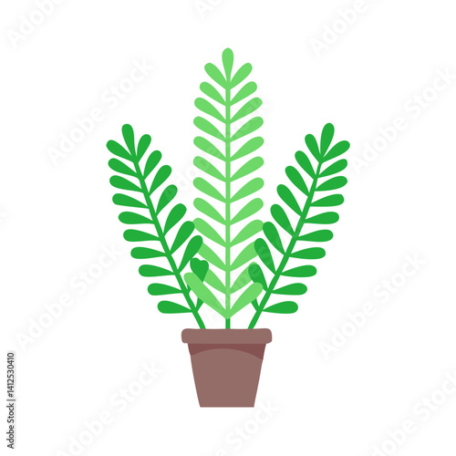 Green Potted Plant Illustration Isolated on Black Background