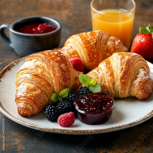 croissant and coffee on the table