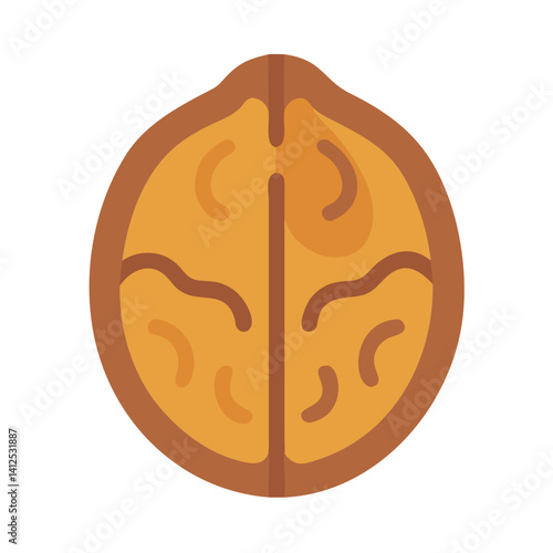 Walnut Icon, Isolated, Nutrition, Healthy Food Concept