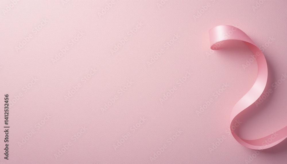 Elegant pink ribbon curved on soft pink background decorative photography minimalist style studio setting close-up view aesthetic concept Elegant pink ribbon curved on soft pink background decorative photography minimalist style studio setting close-up view aesthetic concept