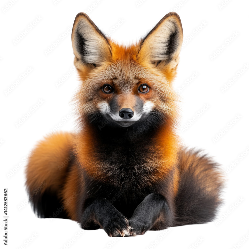 Fototapeta premium Transparent background fox relaxing in nature digital art wildlife calm environment close-up view