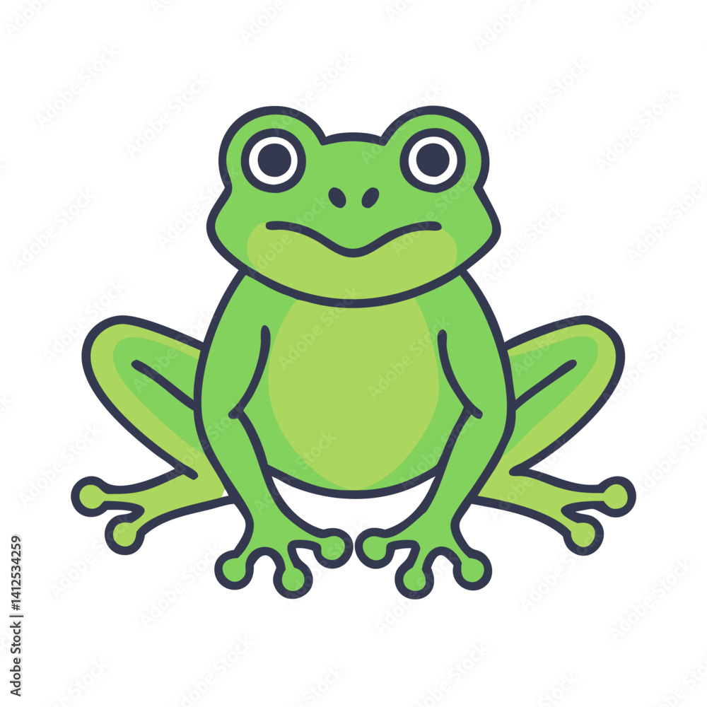Cartoon Green Frog with Different Eyes on Black Cartoon Green Frog with Different Eyes on Black