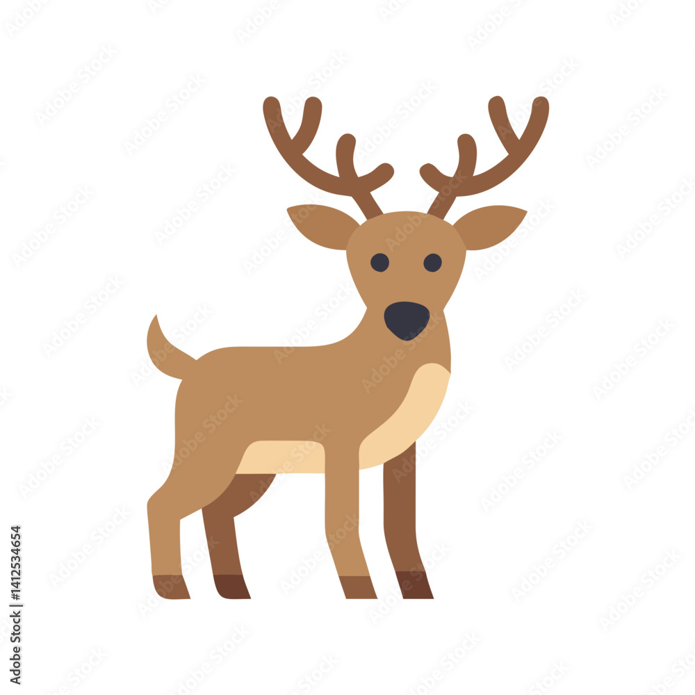 Fototapeta premium Cartoon Reindeer Illustration on Black Background, Christmas Theme