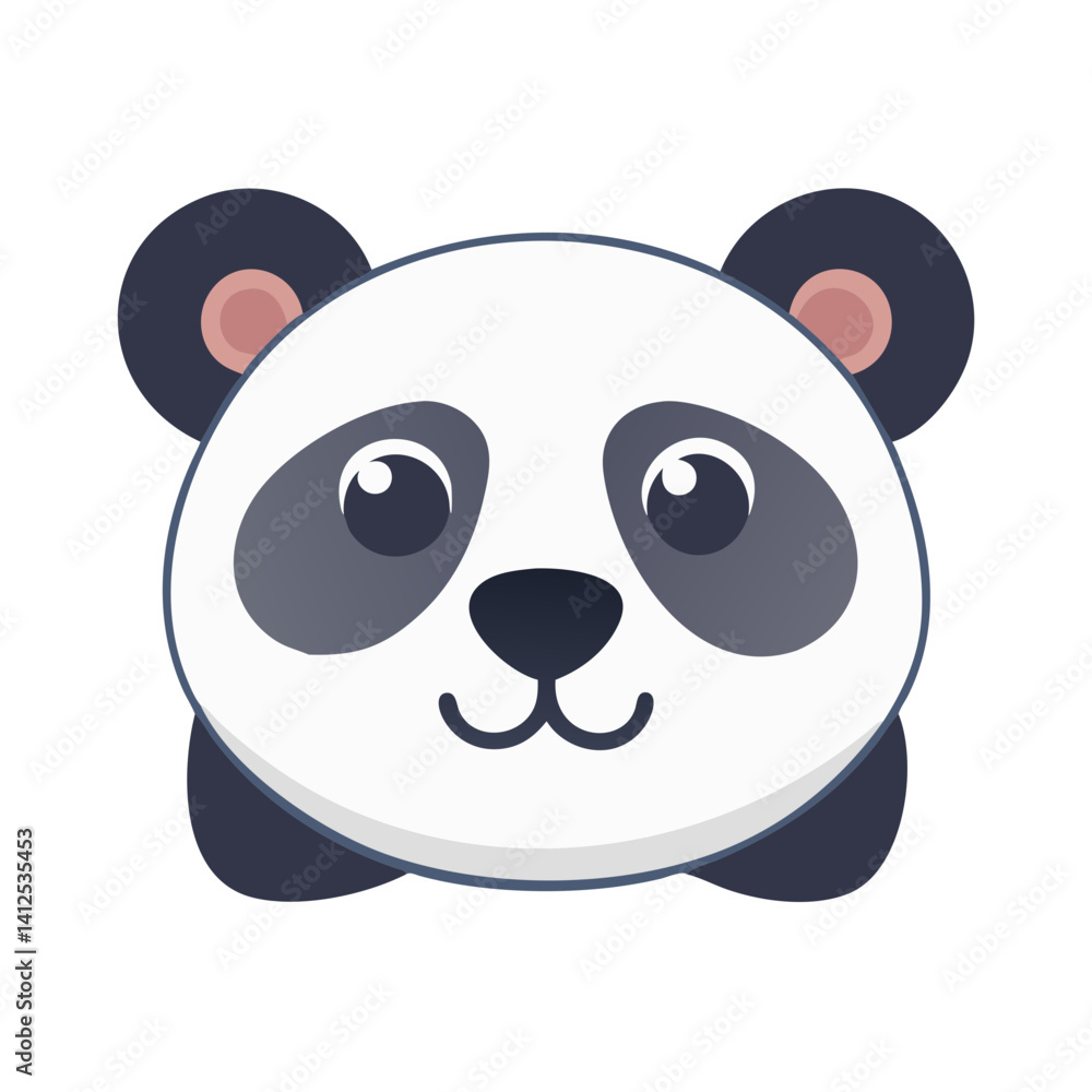 Cute Cartoon Panda Head Illustration on Black Background Cute Cartoon Panda Head Illustration on Black Background
