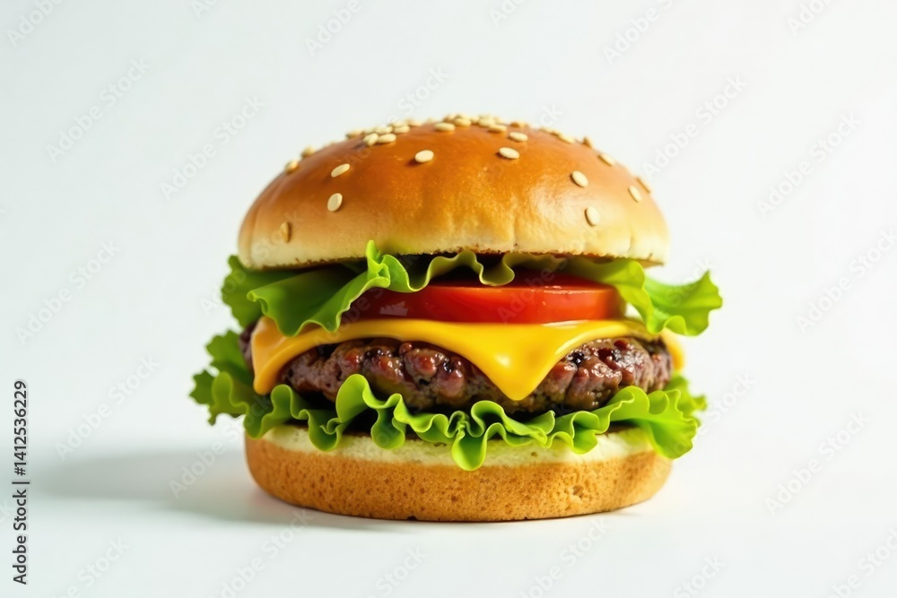 A juicy burger, no toppings visible, white backdrop , image, meal A juicy burger, no toppings visible, white backdrop , image, meal