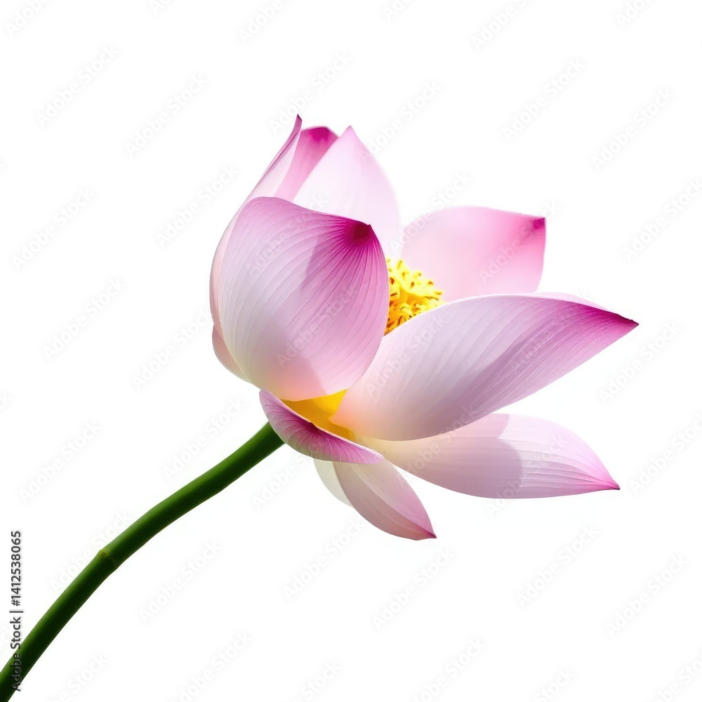 Fototapeta premium Delicate lotus stem isolated on white background with clipping path, Floral, Closeup
