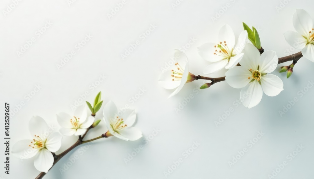 Obraz premium Delicate white blossoms against a pure white backdrop , aesthetic, soft, flower