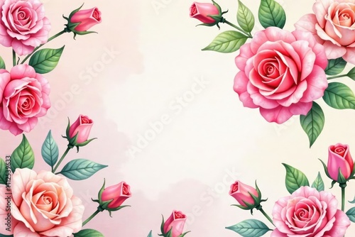 Wallpaper Mural Delicate watercolor roses repeat across soft pastel background, illustration, petals, bloom Torontodigital.ca