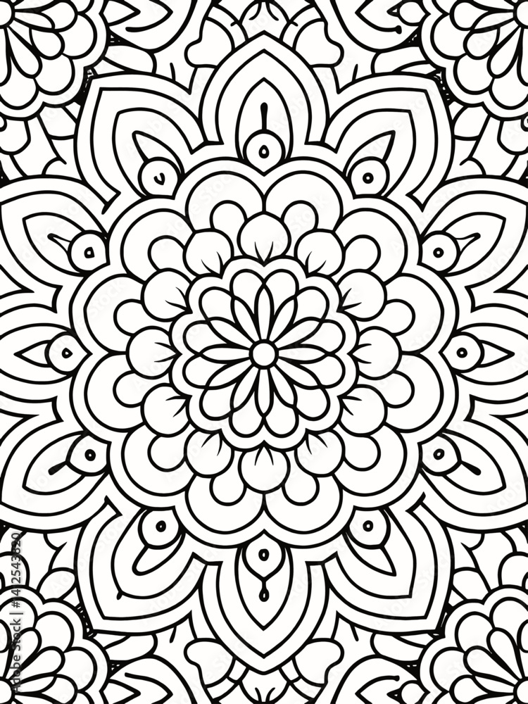 Detailed Black and White Symmetrical Design for Creative Coloring Detailed Black and White Symmetrical Design for Creative Coloring