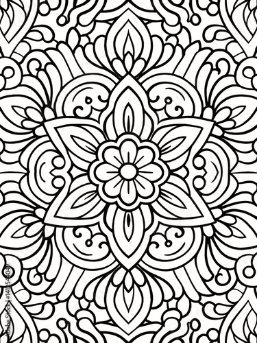 Floral Pattern Coloring Sheet for Therapeutic Art Activity